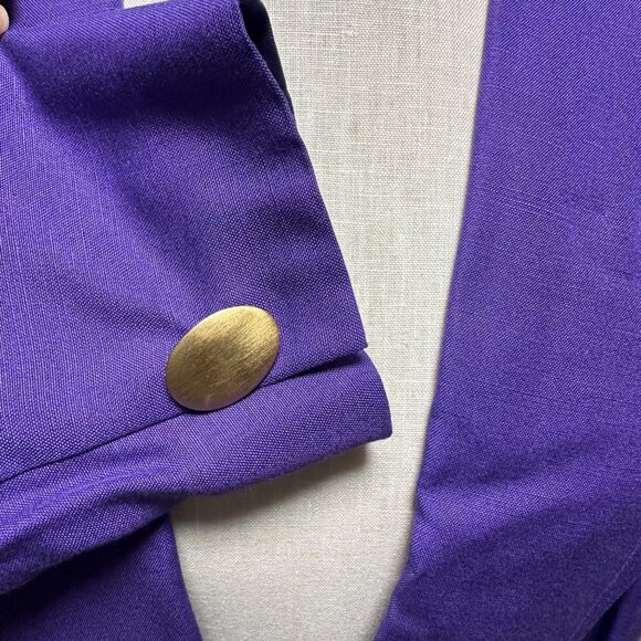 Vintage 1980s Christian Dior Purple Power Suit Women’s Size 16 Blazer Skirt Set - Picture 9 of 16